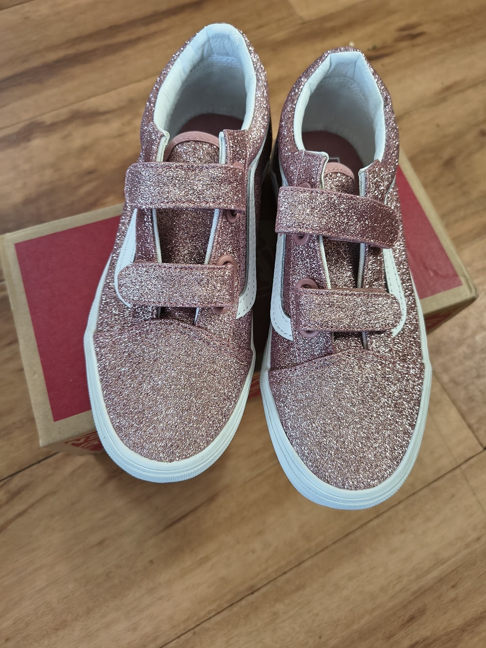 Vans Kids Glitter Velcro Sneakers - Rose
